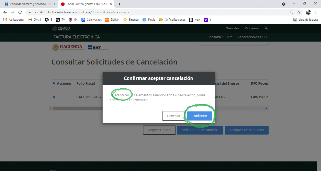 cancelación de una factura