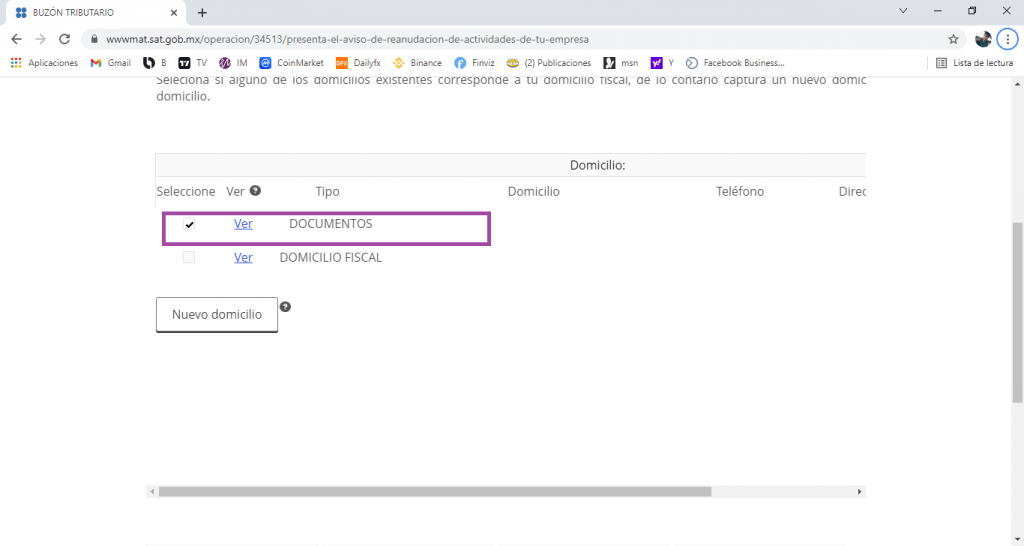 Reanudación de actividades