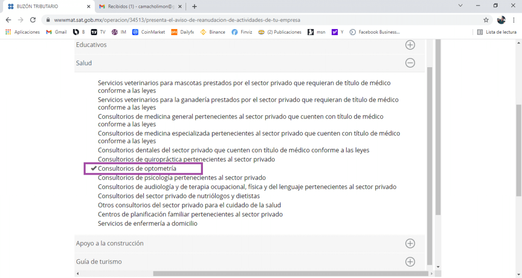 Reanudación de actividades
