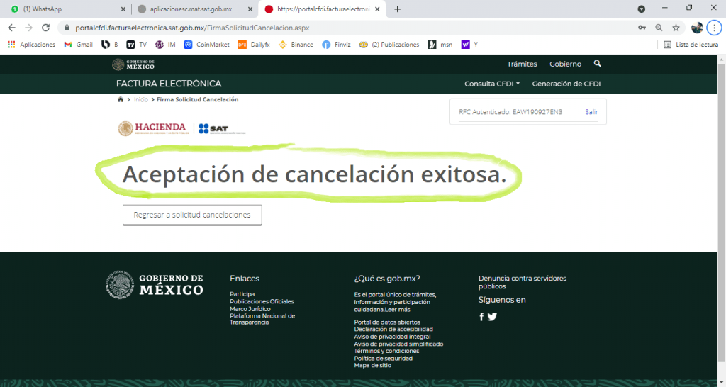 cancelación de una factura