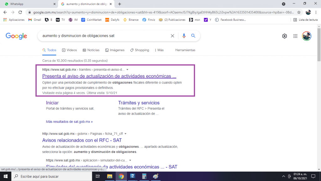 Aumento y disminución de obligaciones SAT.