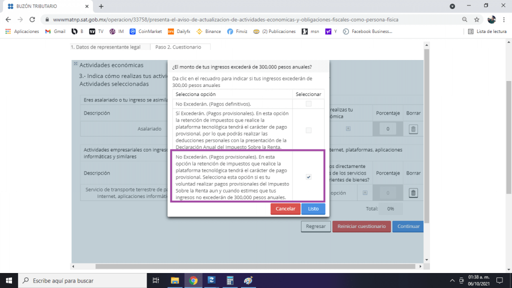 Aumento y disminución de obligaciones SAT.