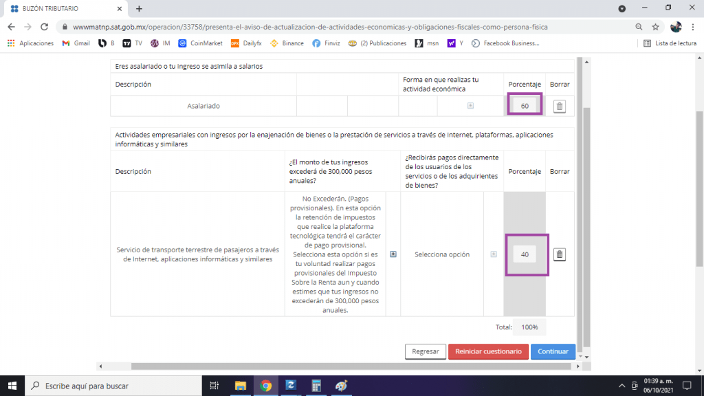 Aumento y disminución de obligaciones SAT.