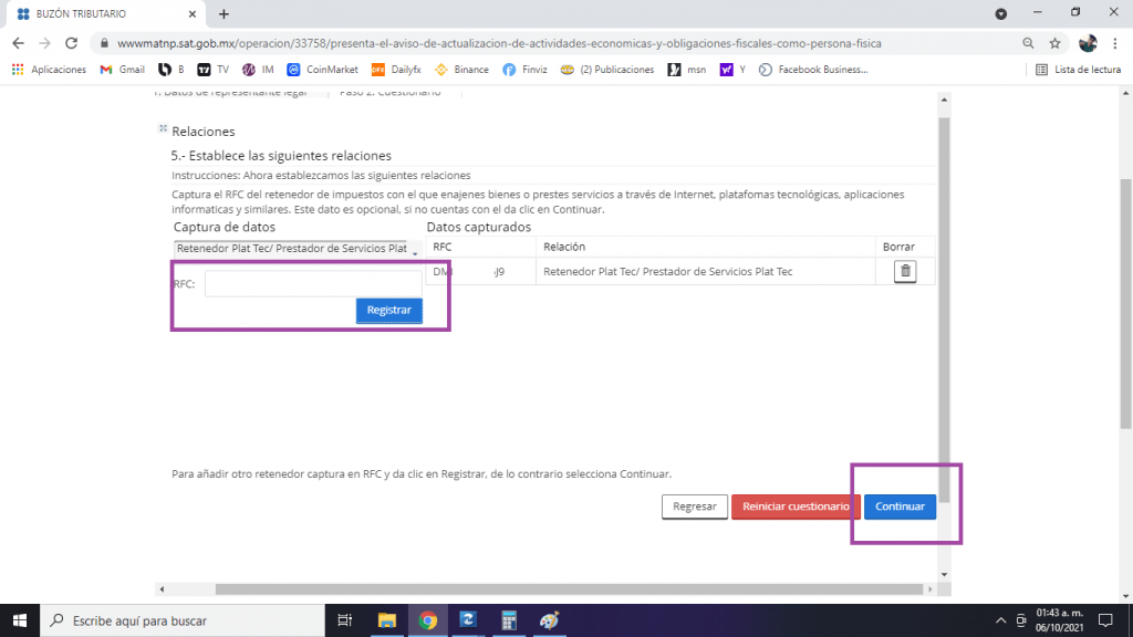 Aumento y disminución de obligaciones SAT.